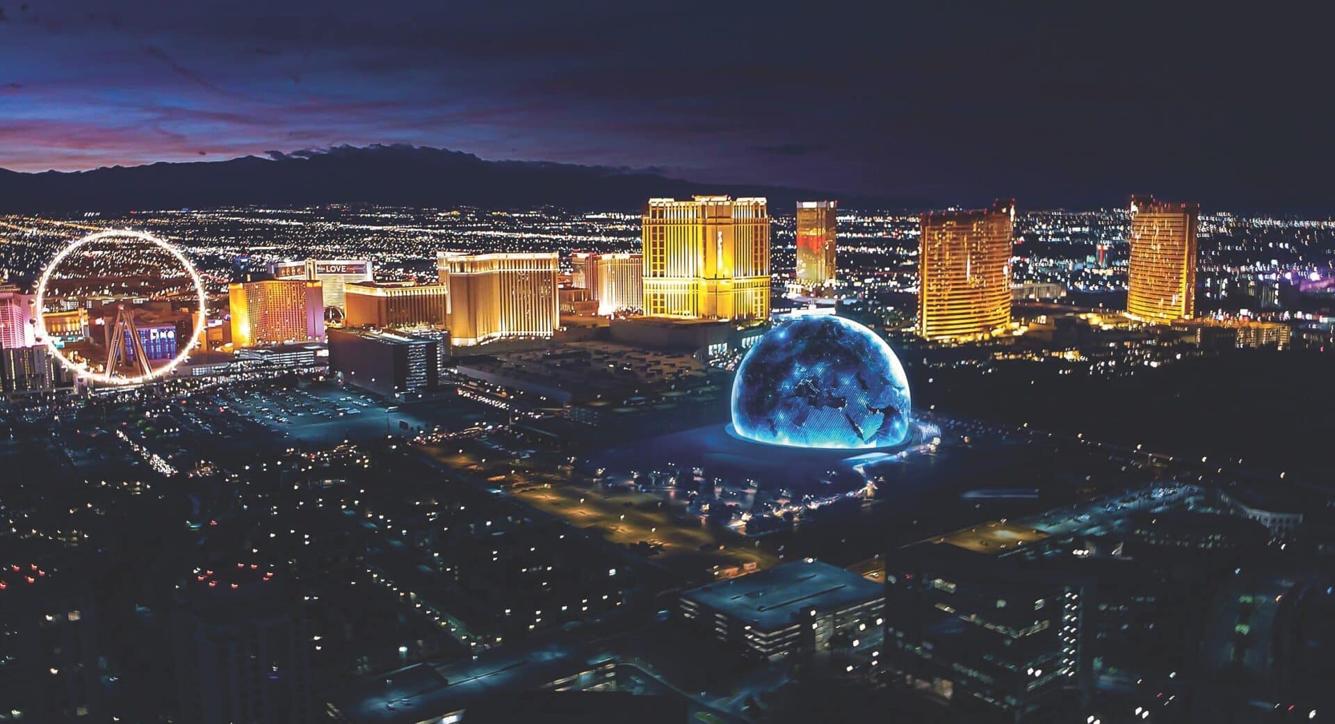 MSG Sphere lights up on the Las Vegas Strip